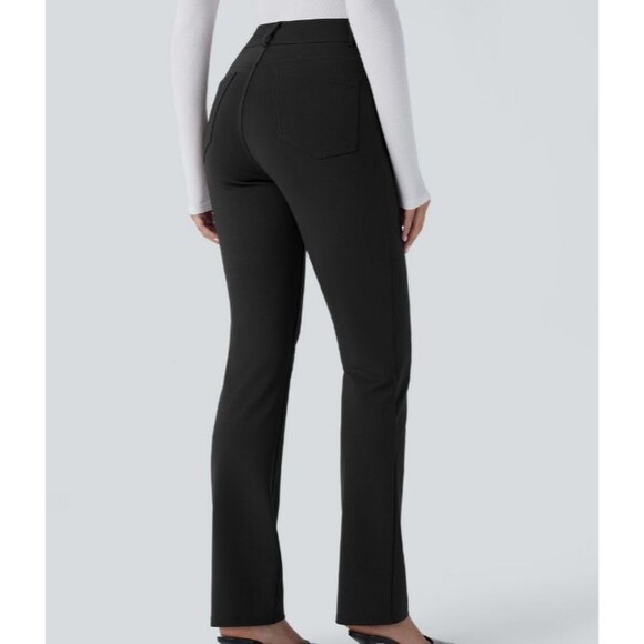 Halara Flex Black High Waist Faux Button 4 Pocket Skinny Pull On Pants Size XL - Picture 7 of 10